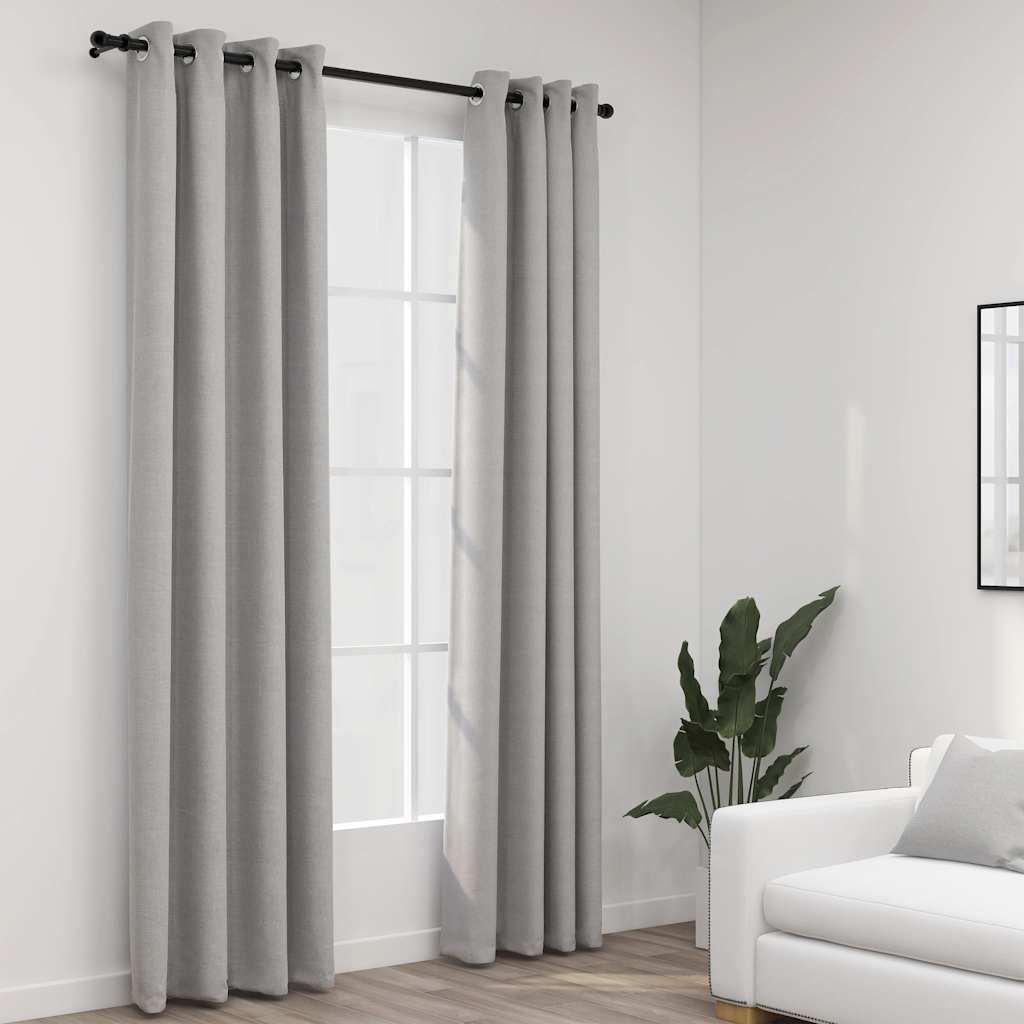 Vidaxl gordijnen linnenlook verduisterend ogen 2 st 140x245 cm grijs