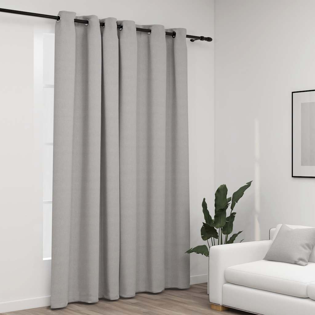 Vidaxl gordijn linnenlook verduisterend met ogen 290x245 cm grijs