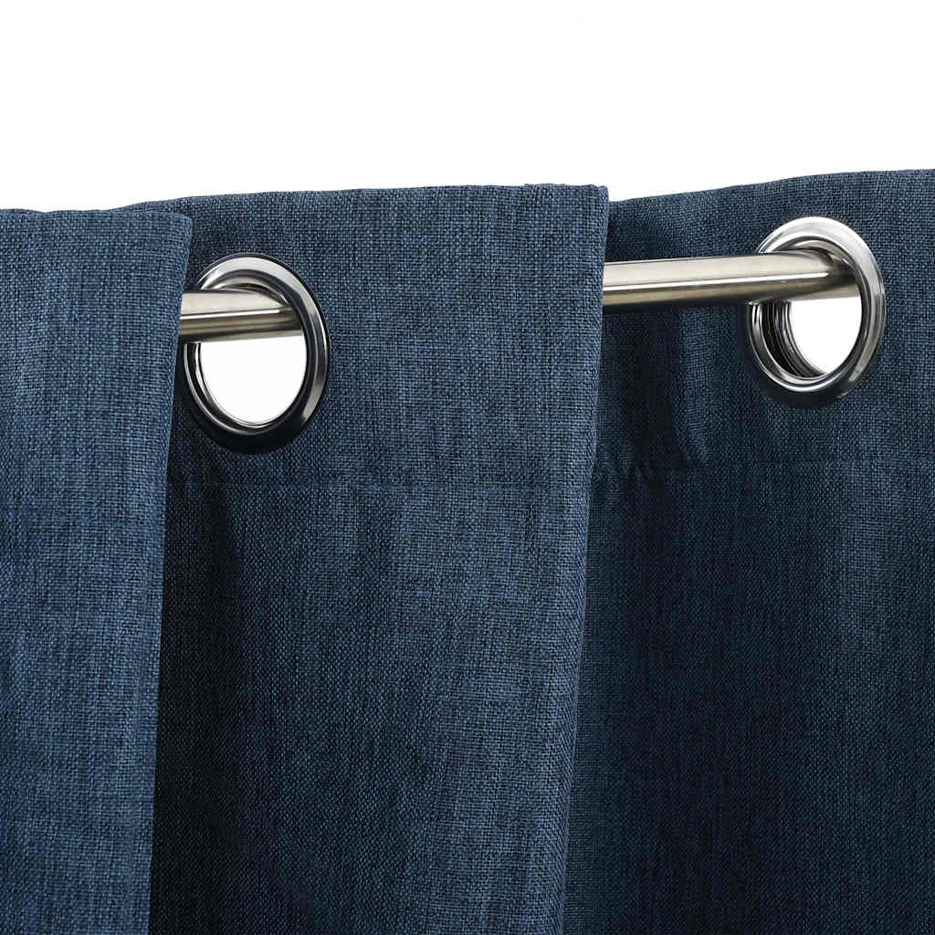 Vidaxl gordijnen linnenlook verduisterend ogen 2 st 140x225 cm blauw