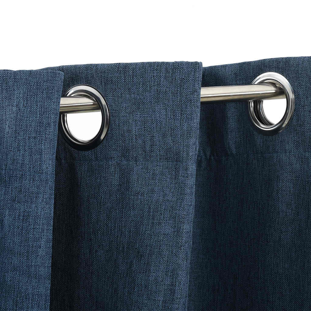 Vidaxl gordijnen linnenlook verduisterend ogen 2 st 140x245 cm blauw