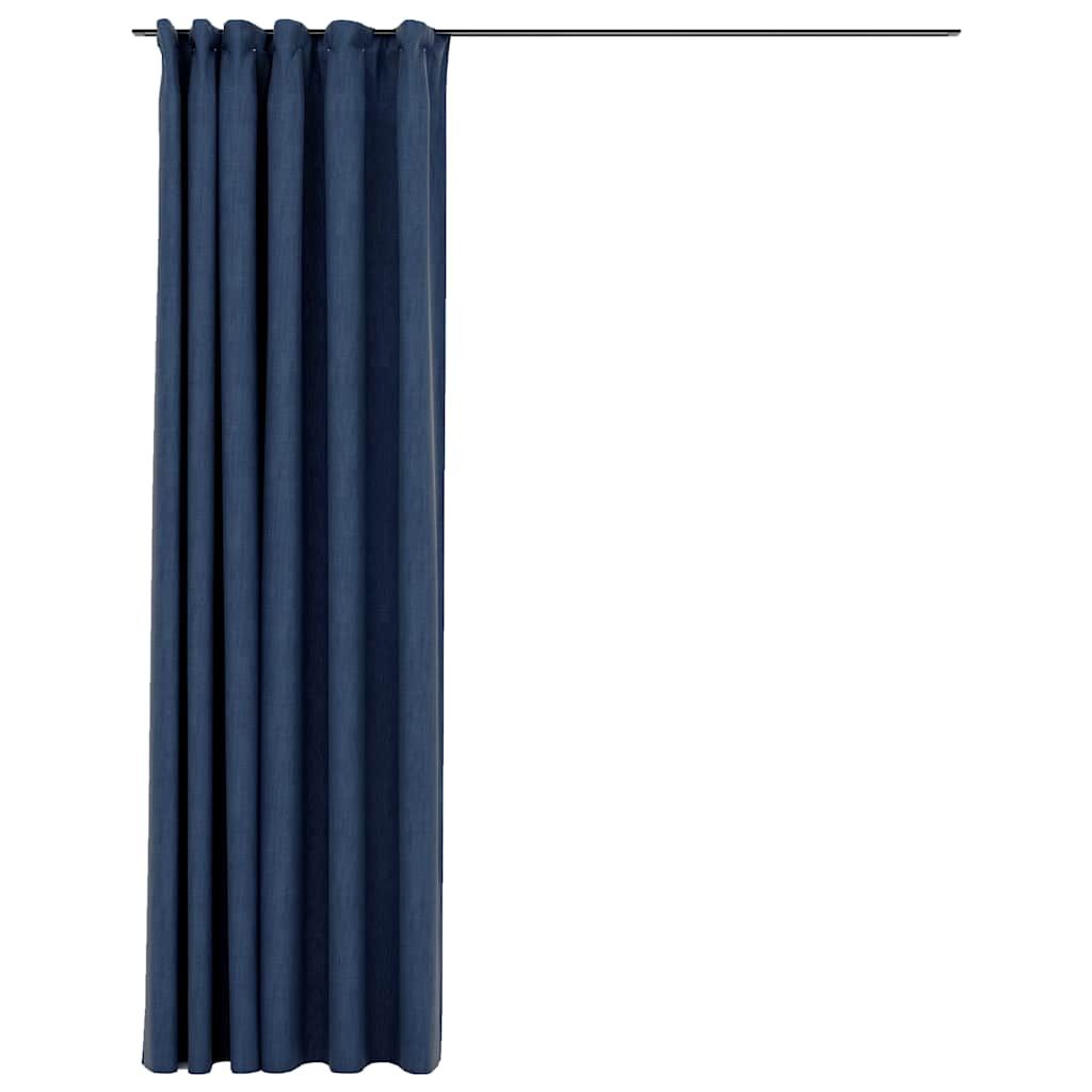 Vidaxl gordijn linnenlook verduisterend met haken 290x245 cm blauw