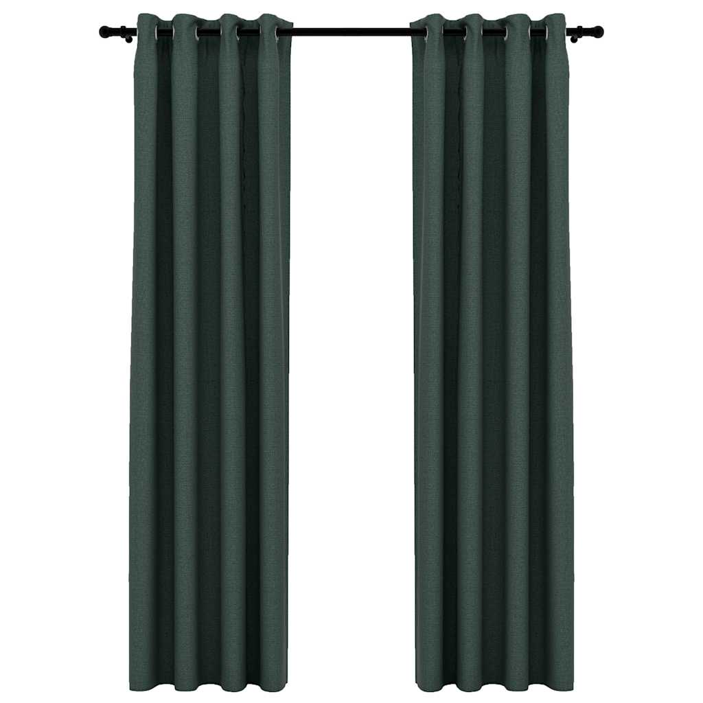 Vidaxl gordijnen linnenlook verduisterend ogen 2 st 140x225 cm groen