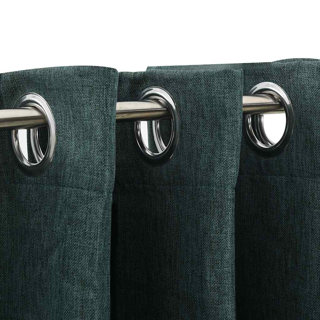 Vidaxl gordijn linnenlook verduisterend met ogen 290x245 cm groen