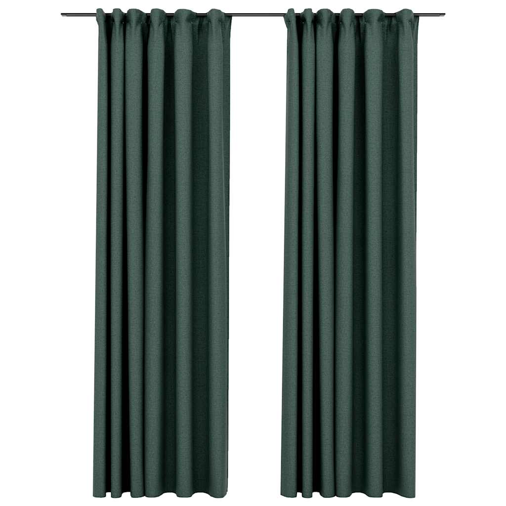 Vidaxl gordijnen linnenlook verduisterend haken 2 st 140x225 cm groen