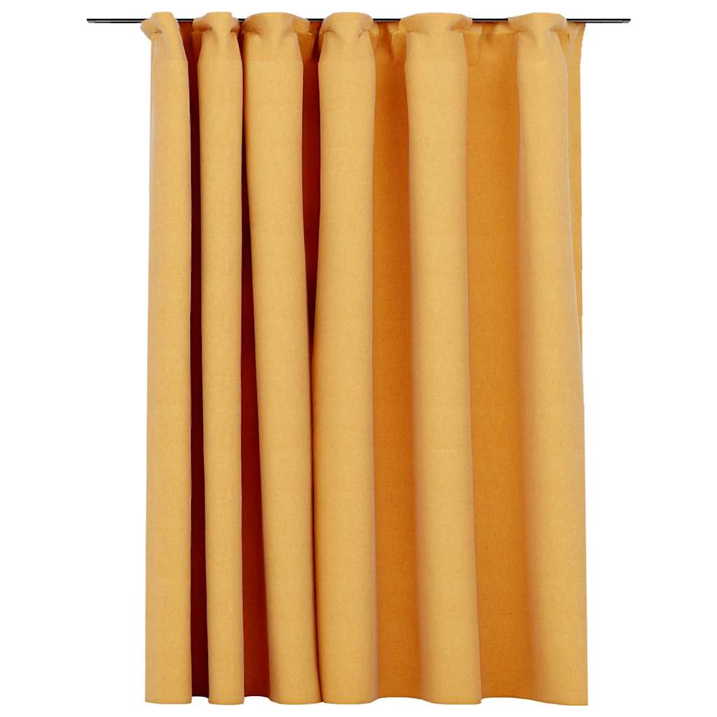 Vidaxl gordijn linnenlook verduisterend met haken 290x245 cm geel