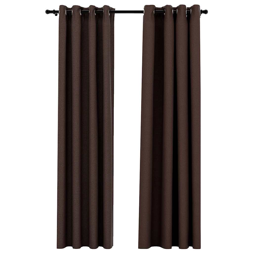 Vidaxl gordijnen linnenlook verduisterend ogen 2 st 140x225 cm taupe