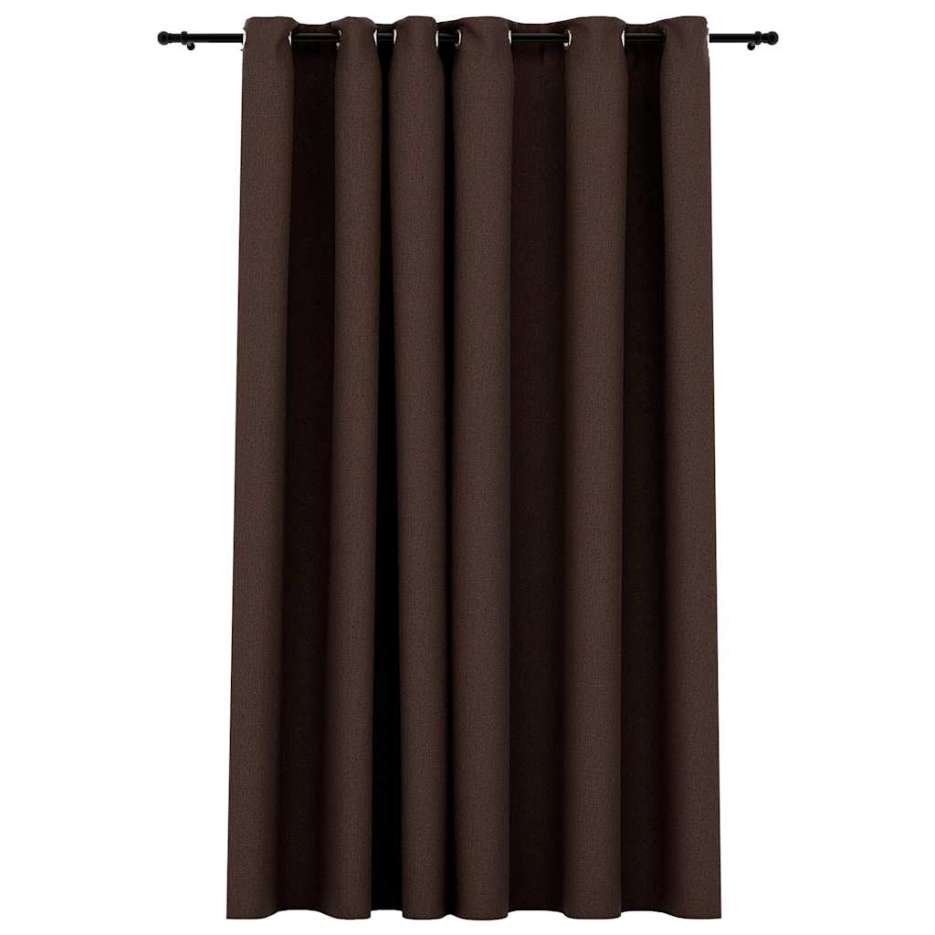 Vidaxl gordijn linnenlook verduisterend met ogen 290x245 cm taupe