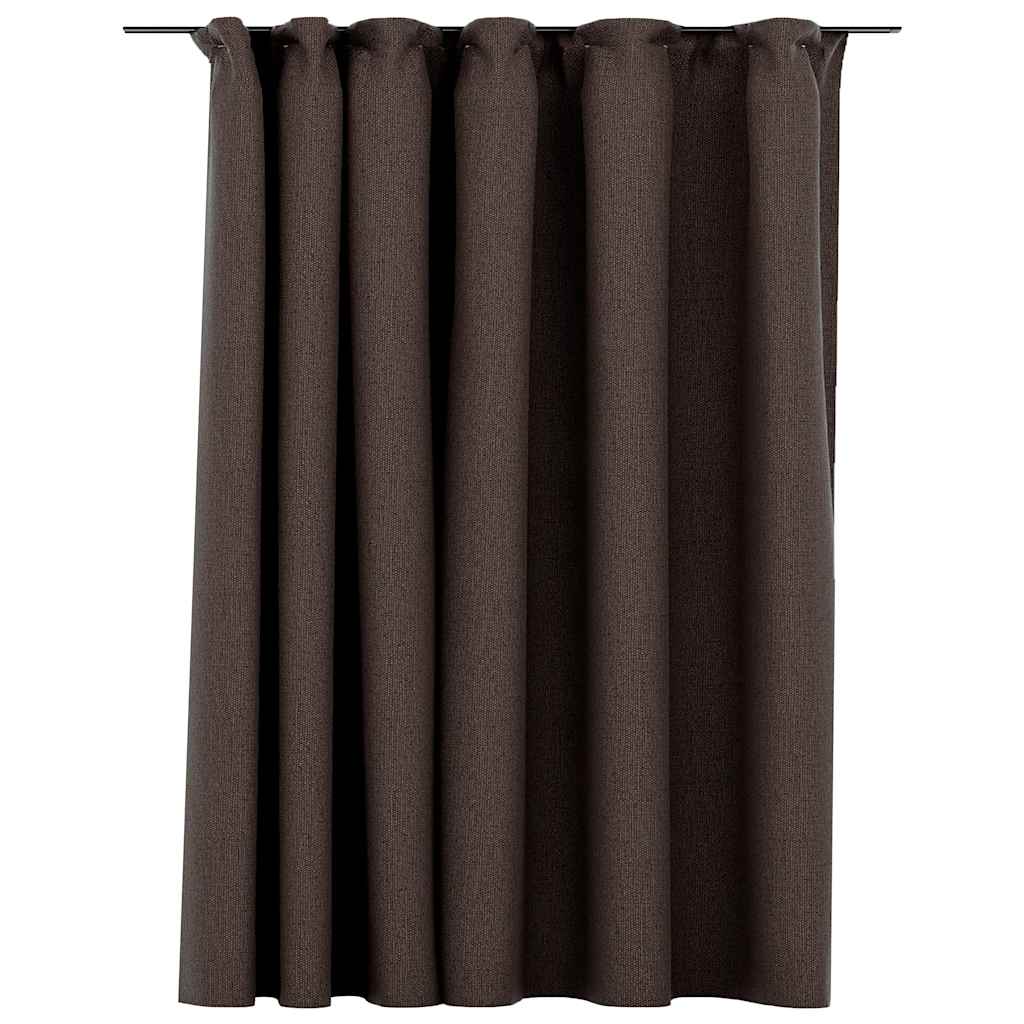Vidaxl gordijn linnenlook verduisterend met haken 290x245 cm taupe