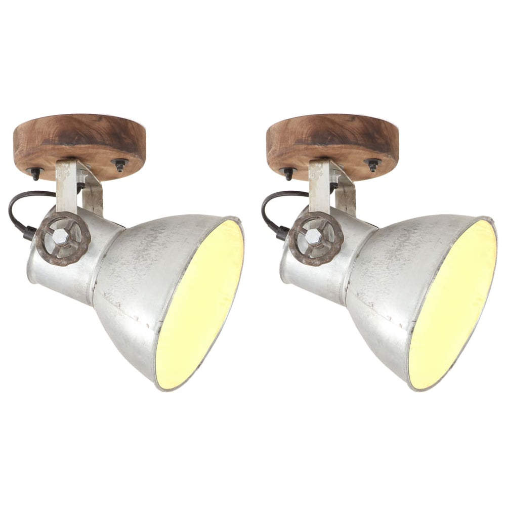 Vidaxl wand- plafondlampen industrieel 2 st e27 20x25 cm zilverkleurig