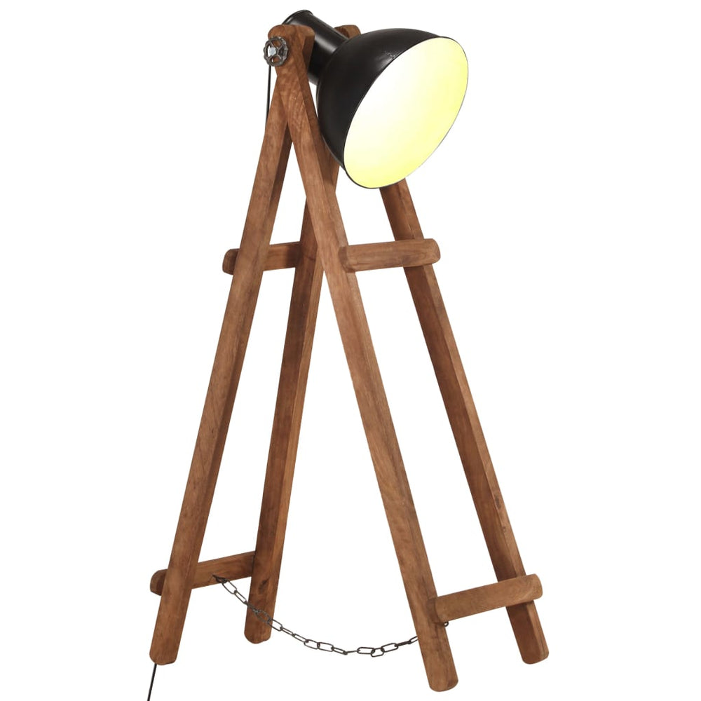 Vidaxl vloerlamp e27 massief mangohout zwart