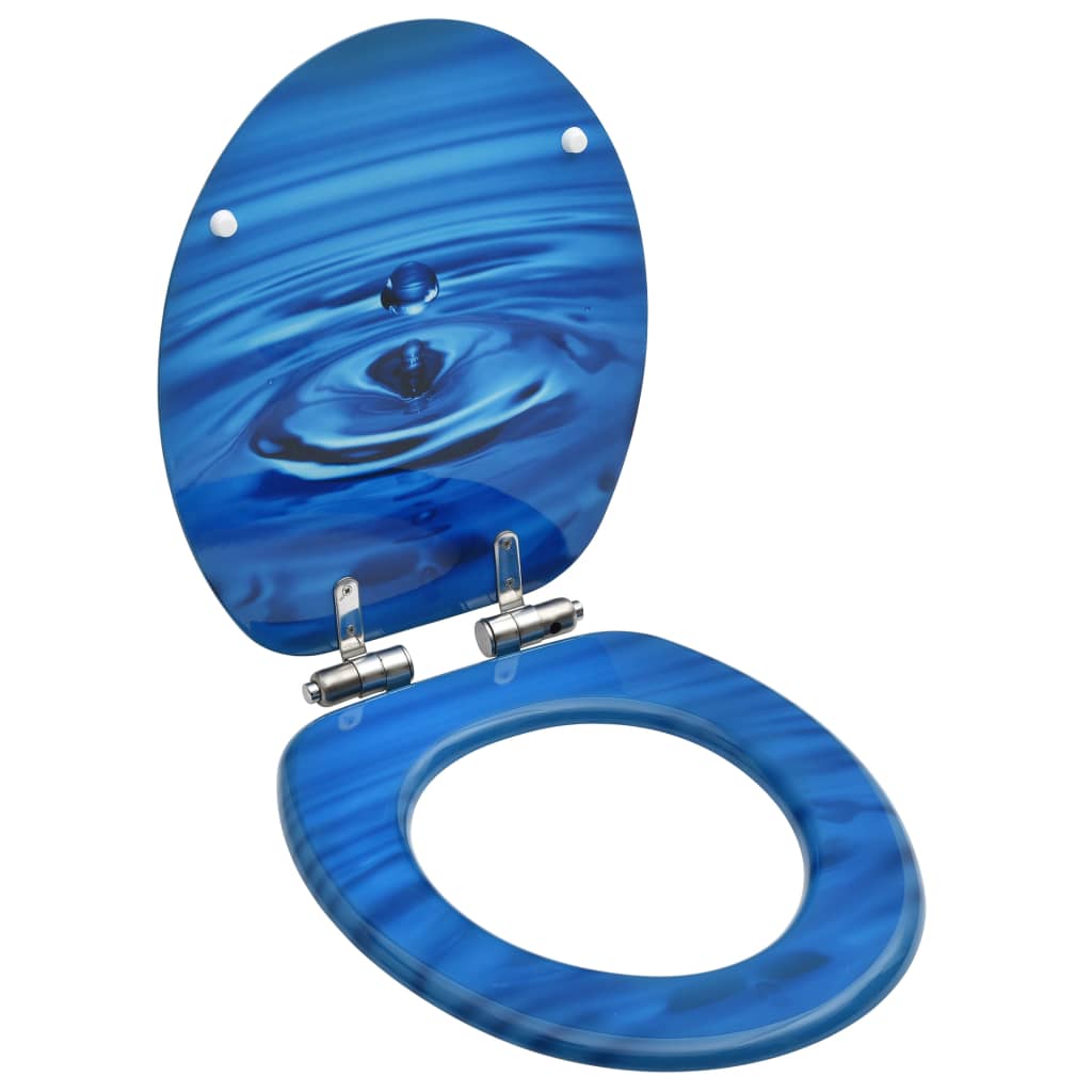 Vidaxl toiletbril met softclose deksel waterdruppel mdf blauw