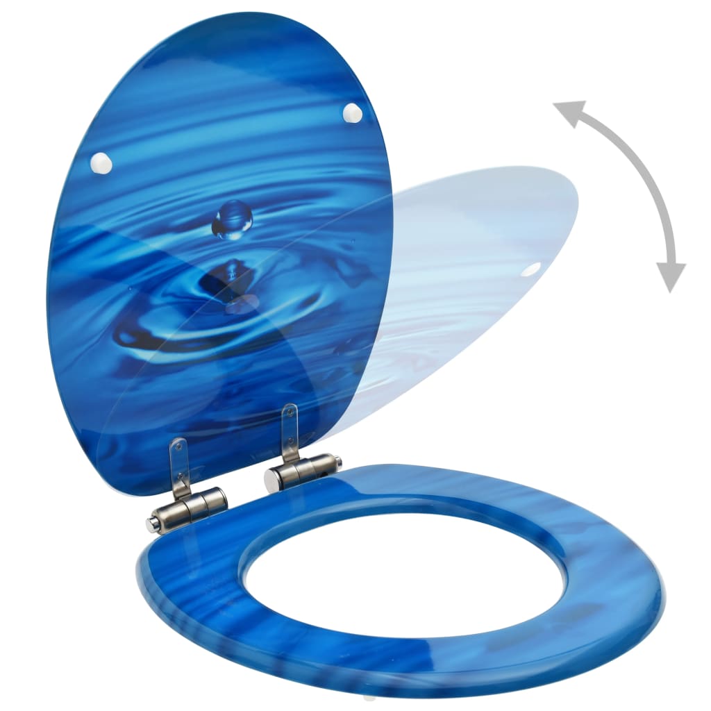 Vidaxl toiletbril met softclose deksel waterdruppel mdf blauw