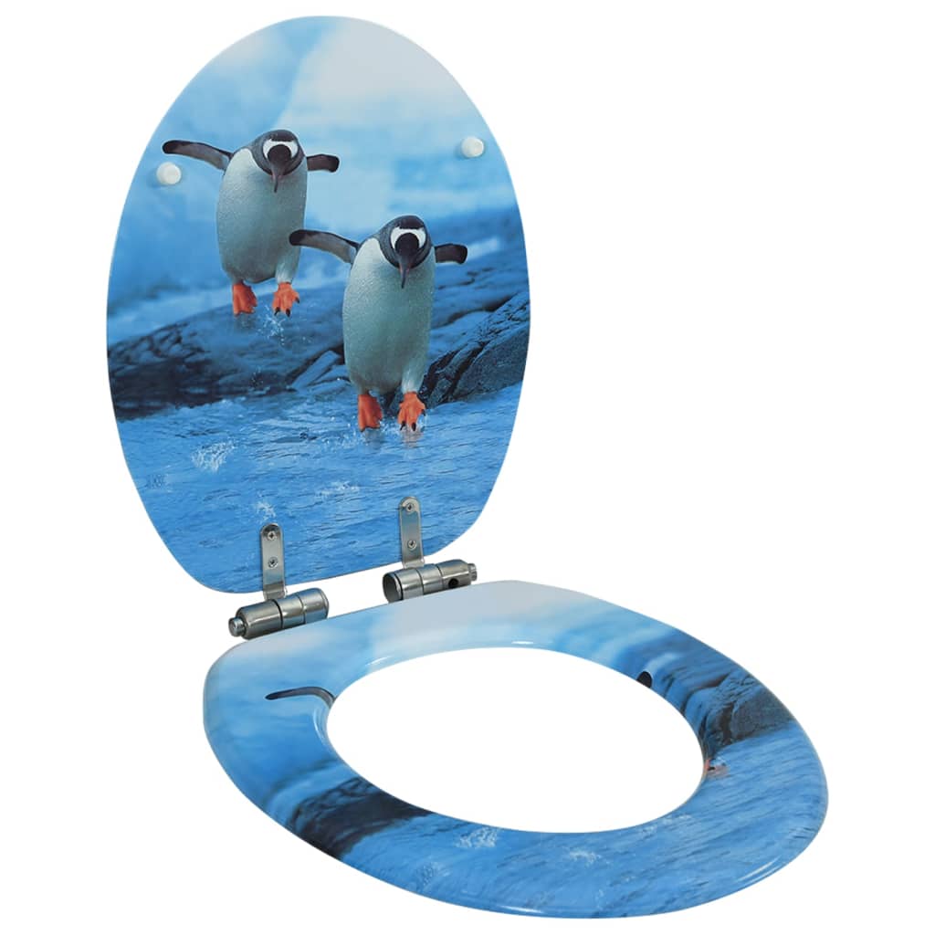 Vidaxl toiletbril met softclose deksel pinguïn mdf