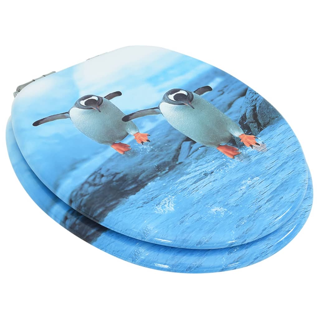 Vidaxl toiletbril met softclose deksel pinguïn mdf