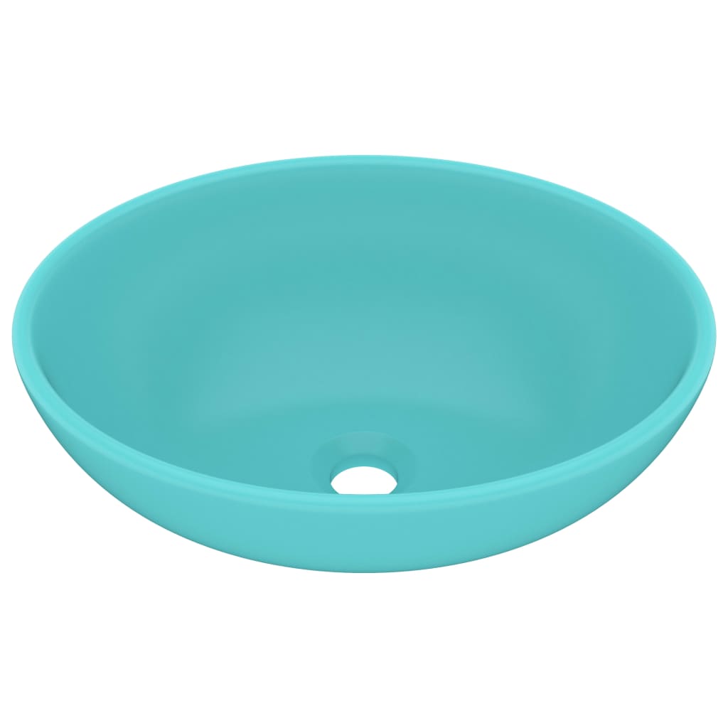 Vidaxl wastafel ovaal 40x33 cm keramiek mat lichtgroen