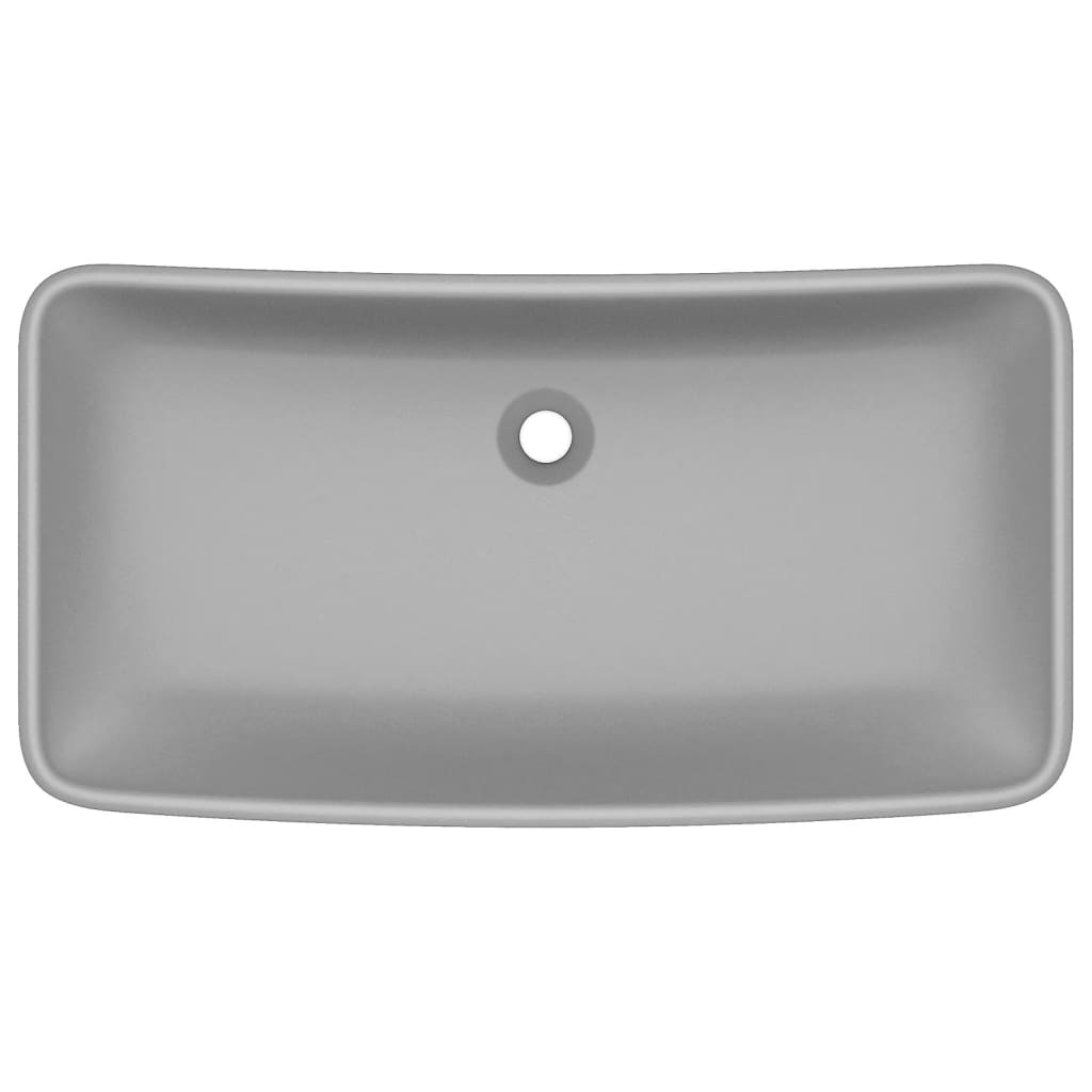 Vidaxl wastafel rechthoekig 71x38 cm keramiek mat lichtgrijs
