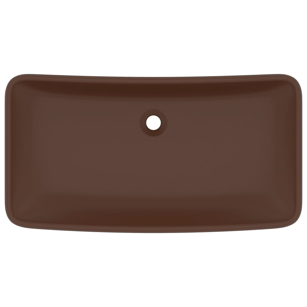 Vidaxl wastafel rechthoekig 71x38 cm keramiek mat donkerbruin