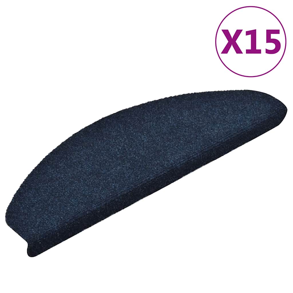 Vidaxl trapmatten zelfklevend 15 stuks 65x21x4 cm marineblauw halfrond groot