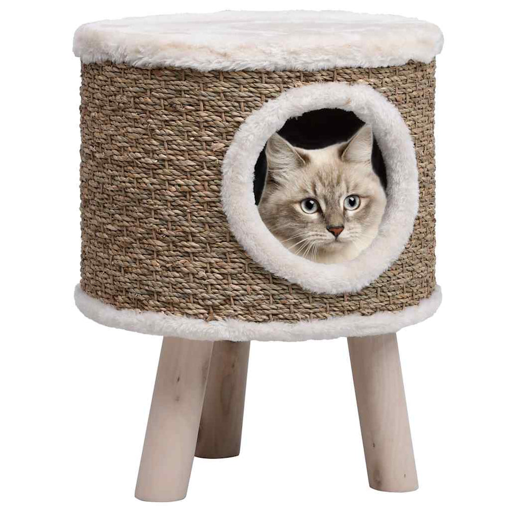 Vidaxl kattenhuis met houten pot 41 cm zeegras