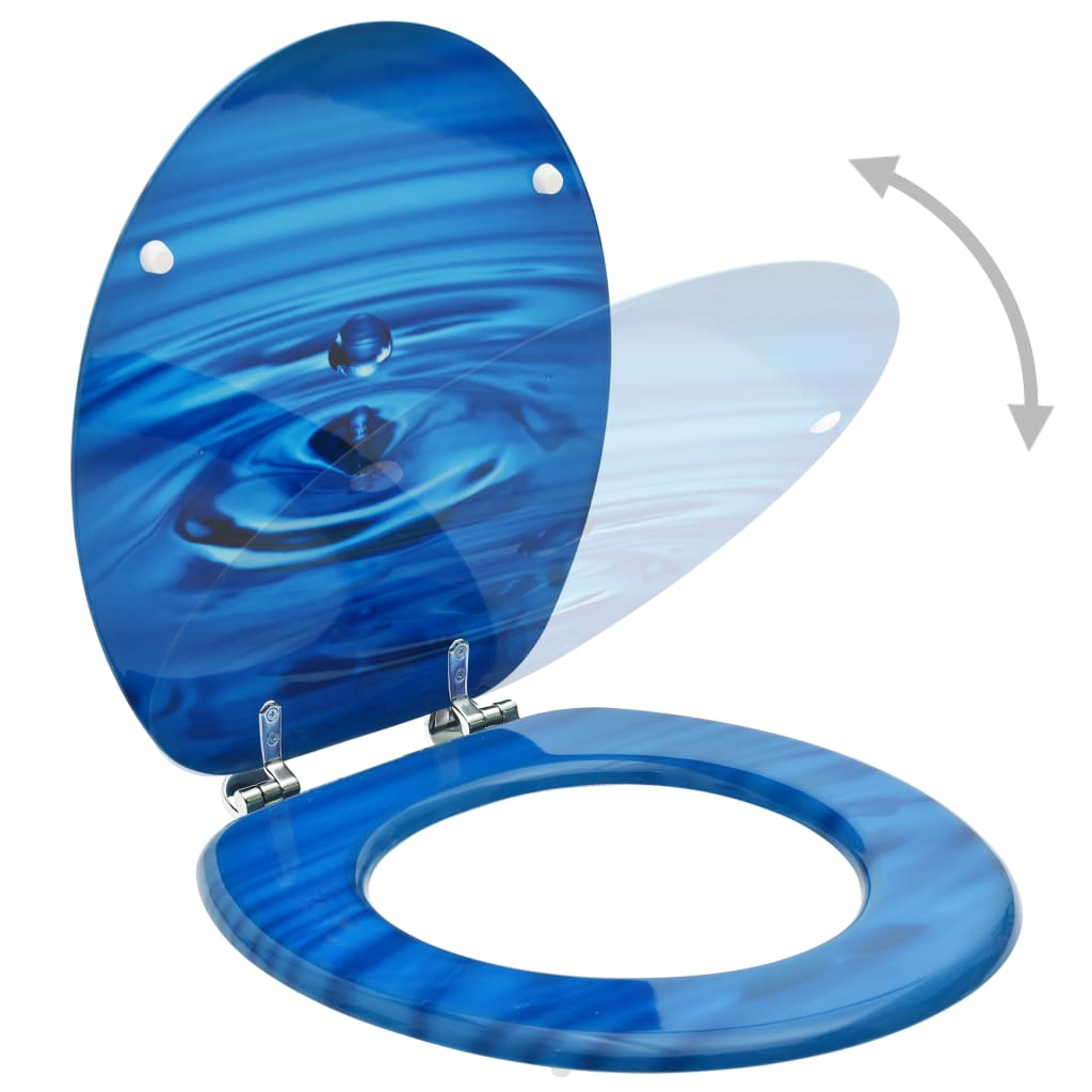 VidaXL Toiletbrillen met deksel 2 e waterdruppel MDF blauw