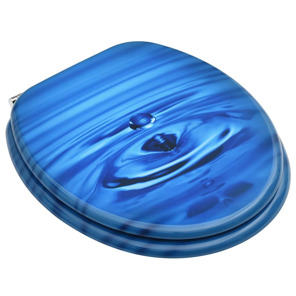 VidaXL Toiletbrillen met deksel 2 e waterdruppel MDF blauw