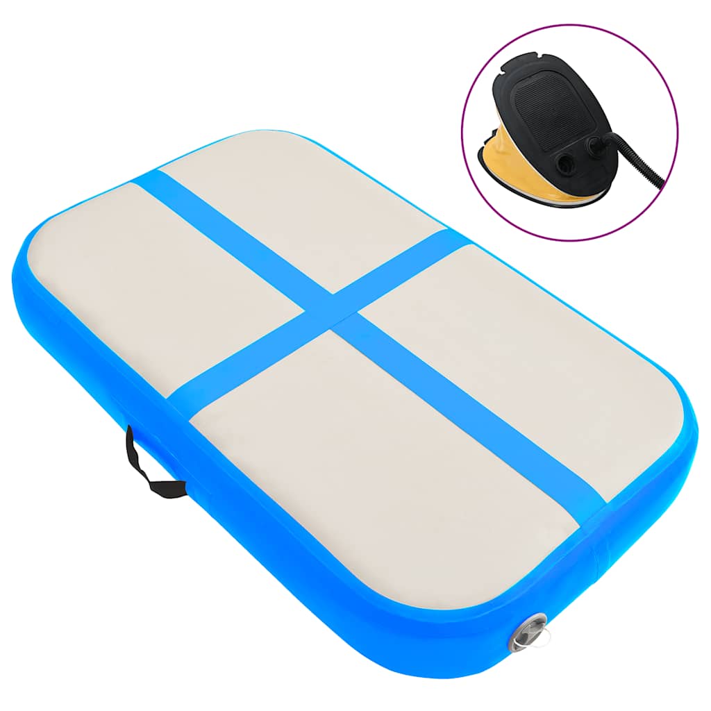 Vidaxl gymnastiekmat met pomp opblaasbaar 60x100x15 cm pvc blauw