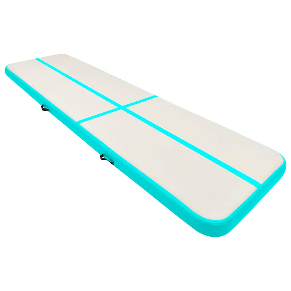 Vidaxl gymnastiekmat met pomp opblaasbaar 600x100x15 cm pvc groen