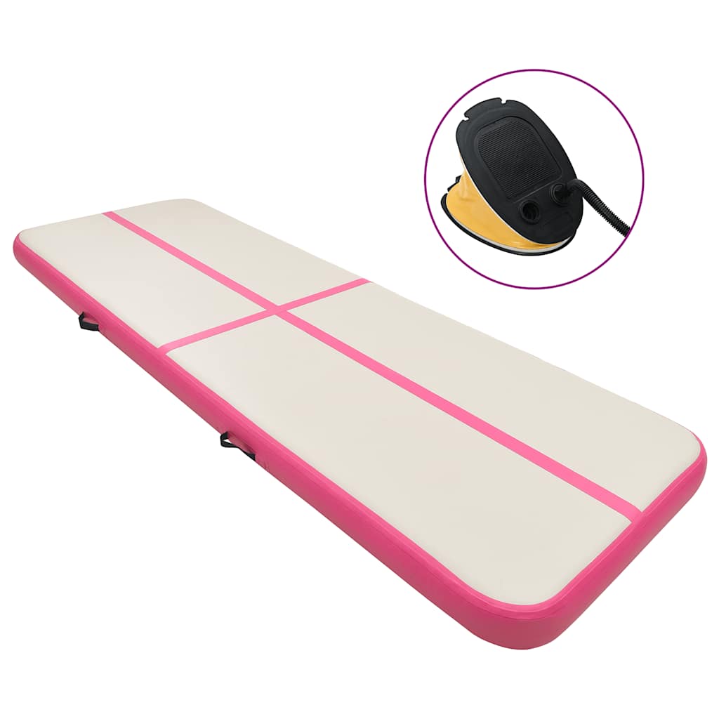 Vidaxl gymnastiekmat met pomp opblaasbaar 800x100x15 cm pvc roze