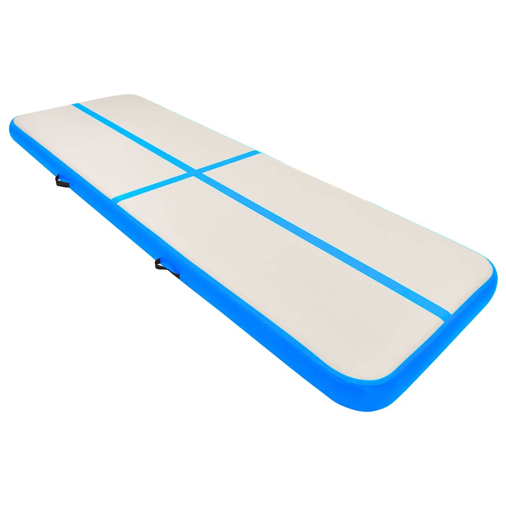 Vidaxl gymnastiekmat met pomp opblaasbaar 300x100x20 cm pvc blauw