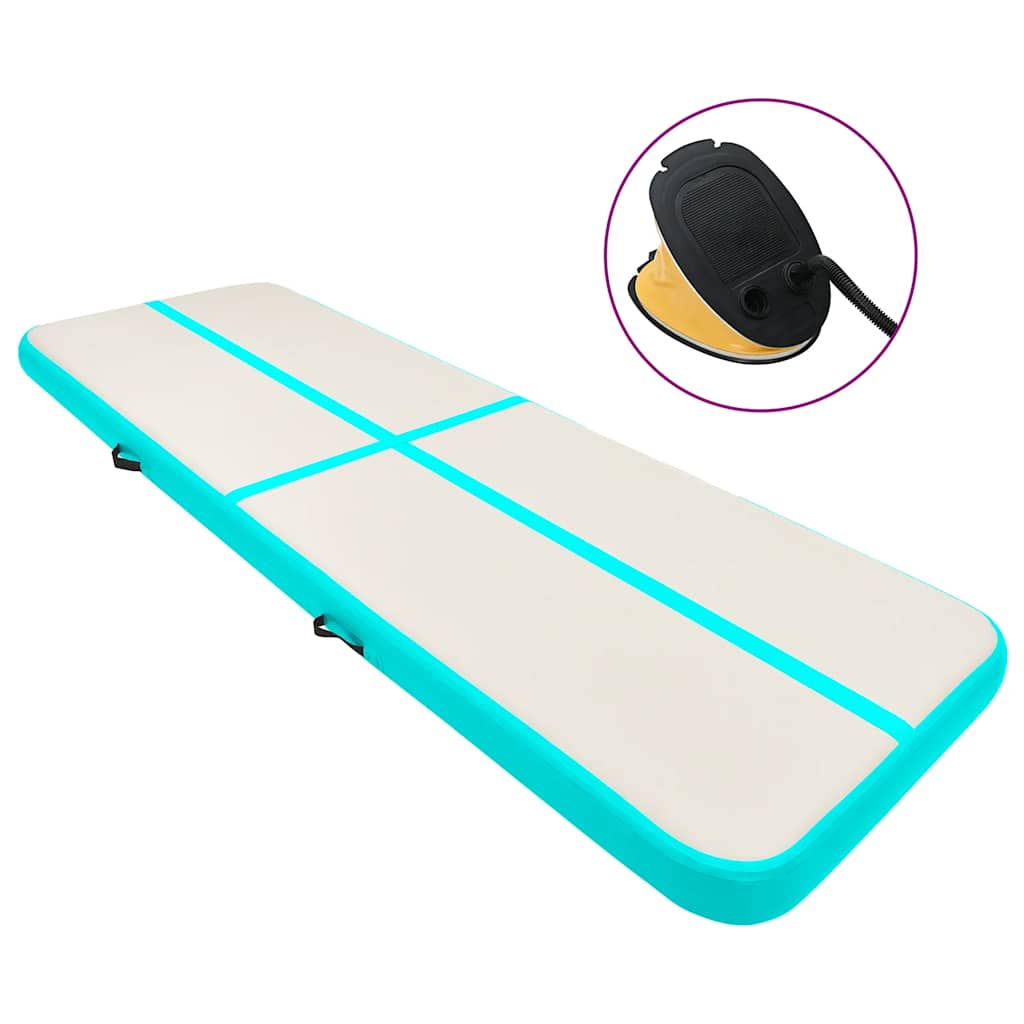 Vidaxl gymnastiekmat met pomp opblaasbaar 300x100x20 cm pvc groen