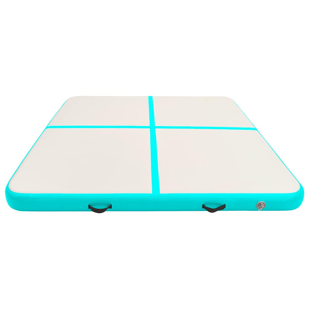 Vidaxl gymnastiekmat met pomp opblaasbaar 200x200x20 cm pvc groen