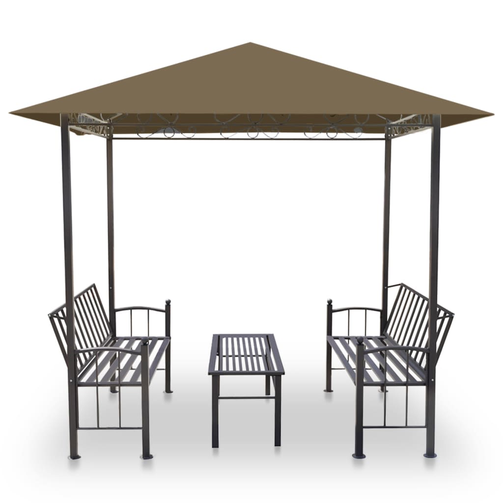 VidaXL Tuinpaviljoen met tafel en bankjes 180 g m² 2,5x1,5x2,4m taupe