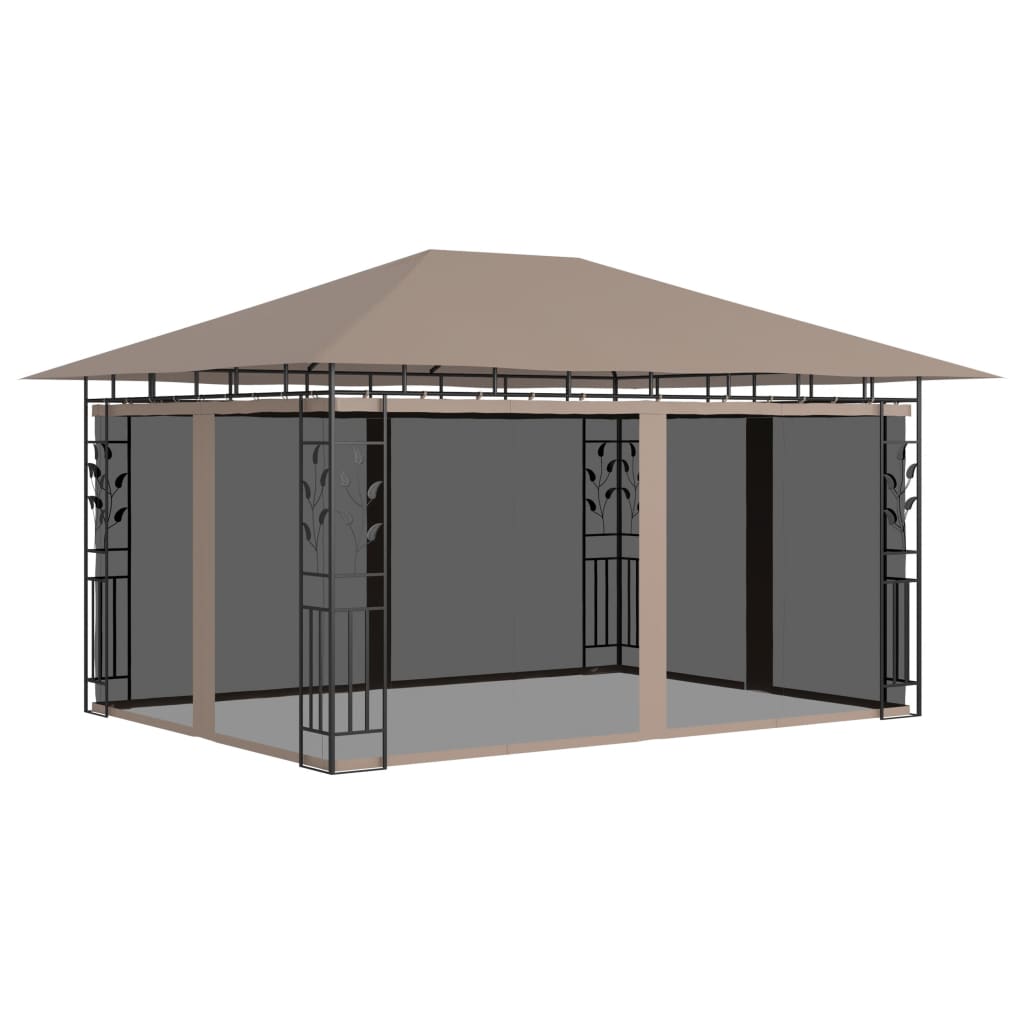 VidaXL Prieel met klamboe 180 g m² 4x3x2,73m taupe