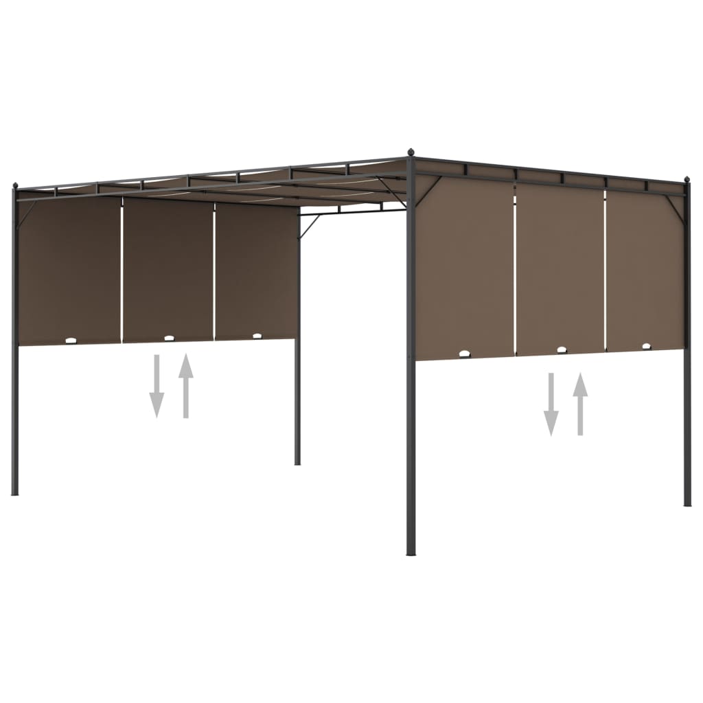 VidaXL Tuinprieel met zijgordijn 4x3x2,25m taupe
