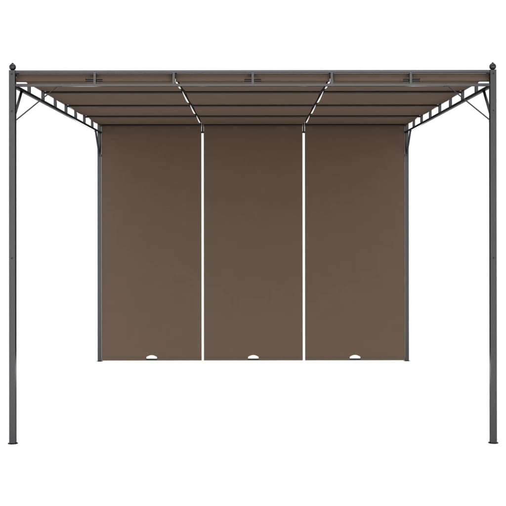 VidaXL Tuinprieel met zijgordijn 4x3x2,25m taupe