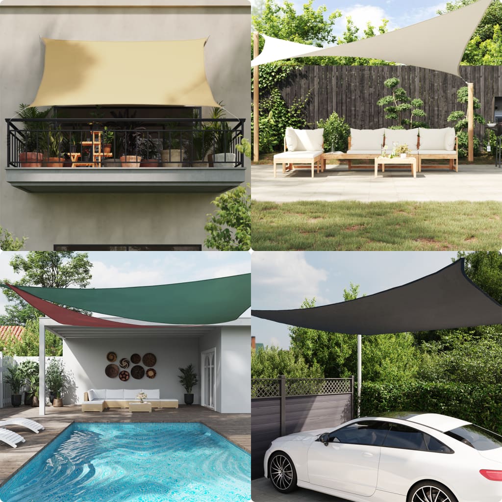 Vidaxl zonnescherm driehoekig 5x7x7 m oxford stof beige