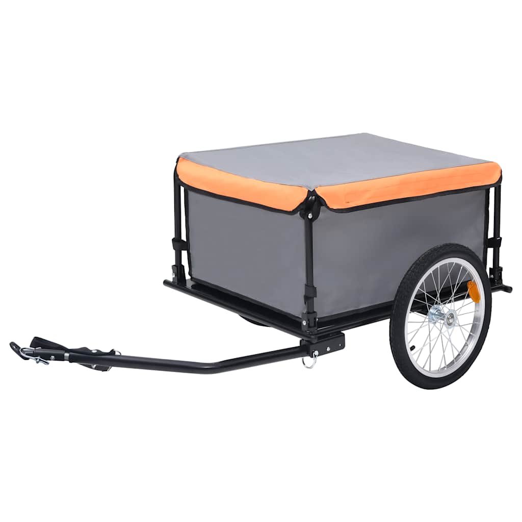 Vidaxl fietstrailer 65 kg grijs en oranje