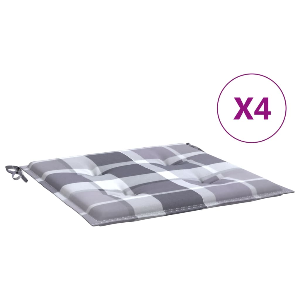 Vidaxl tuinstoelkussens 4 st 40x40x4 cm oxford stof ruitpatroon grijs