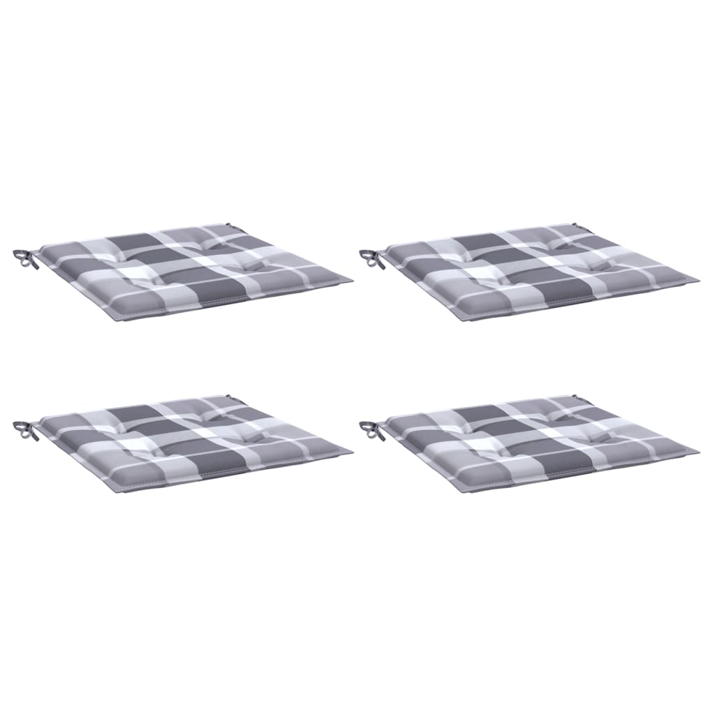 Vidaxl tuinstoelkussens 4 st 40x40x4 cm oxford stof ruitpatroon grijs
