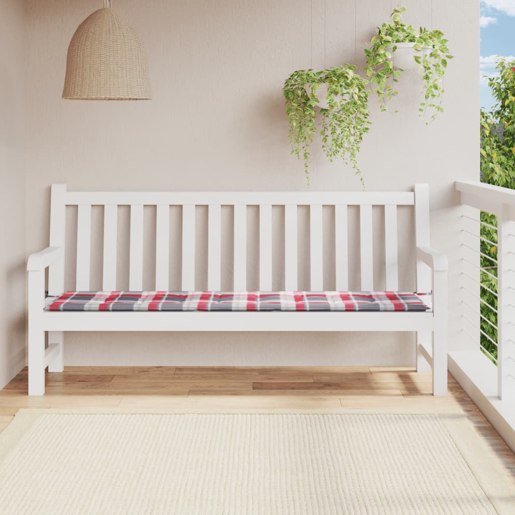 Vidaxl tuinbankkussen 200x50x4 cm oxford stof ruitpatroon rood