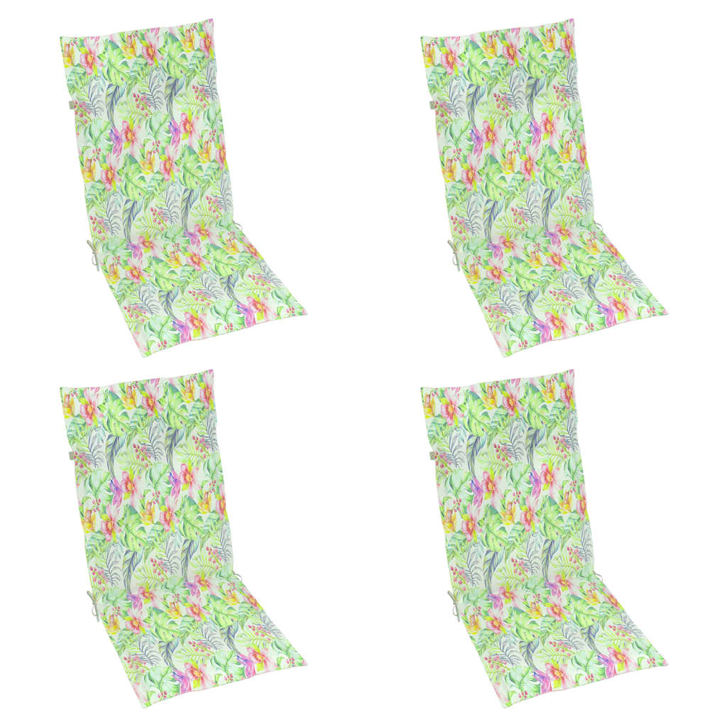 VidaXL Tuinstoelkussens 4 st hoge rug bladpatroon 120x50x3 cm stof