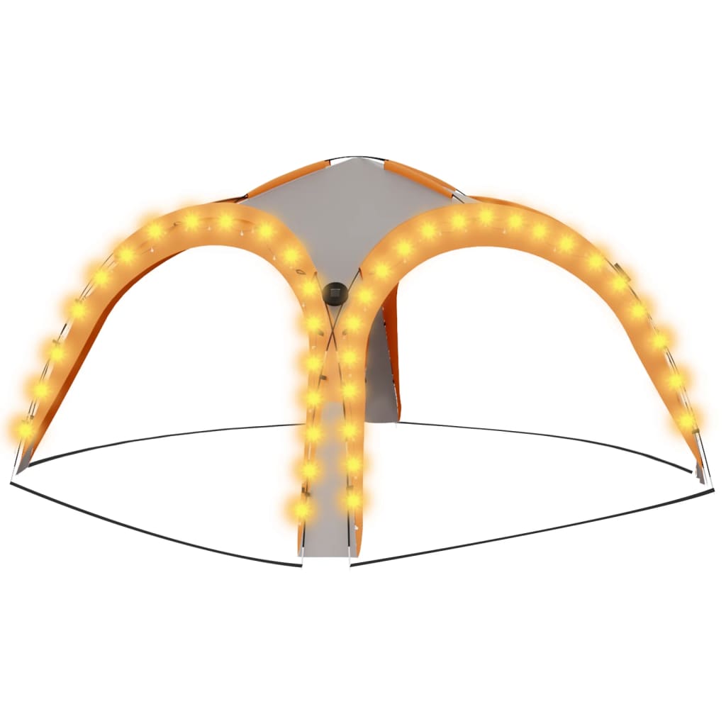 Vidaxl partytent met led en 4 zijwanden 3,6x3,6x2,3m grijs en oranje
