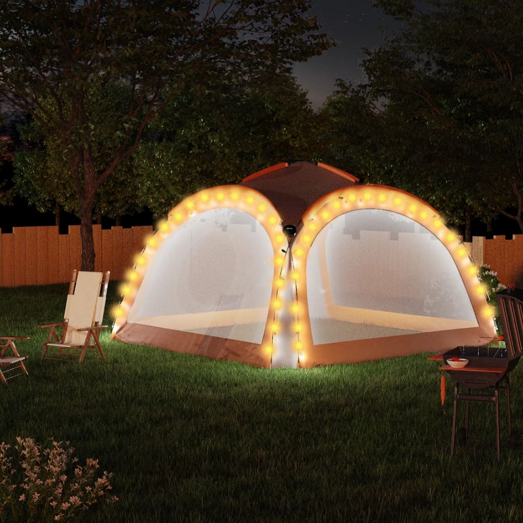 Vidaxl partytent met led en 4 zijwanden 3,6x3,6x2,3m grijs en oranje