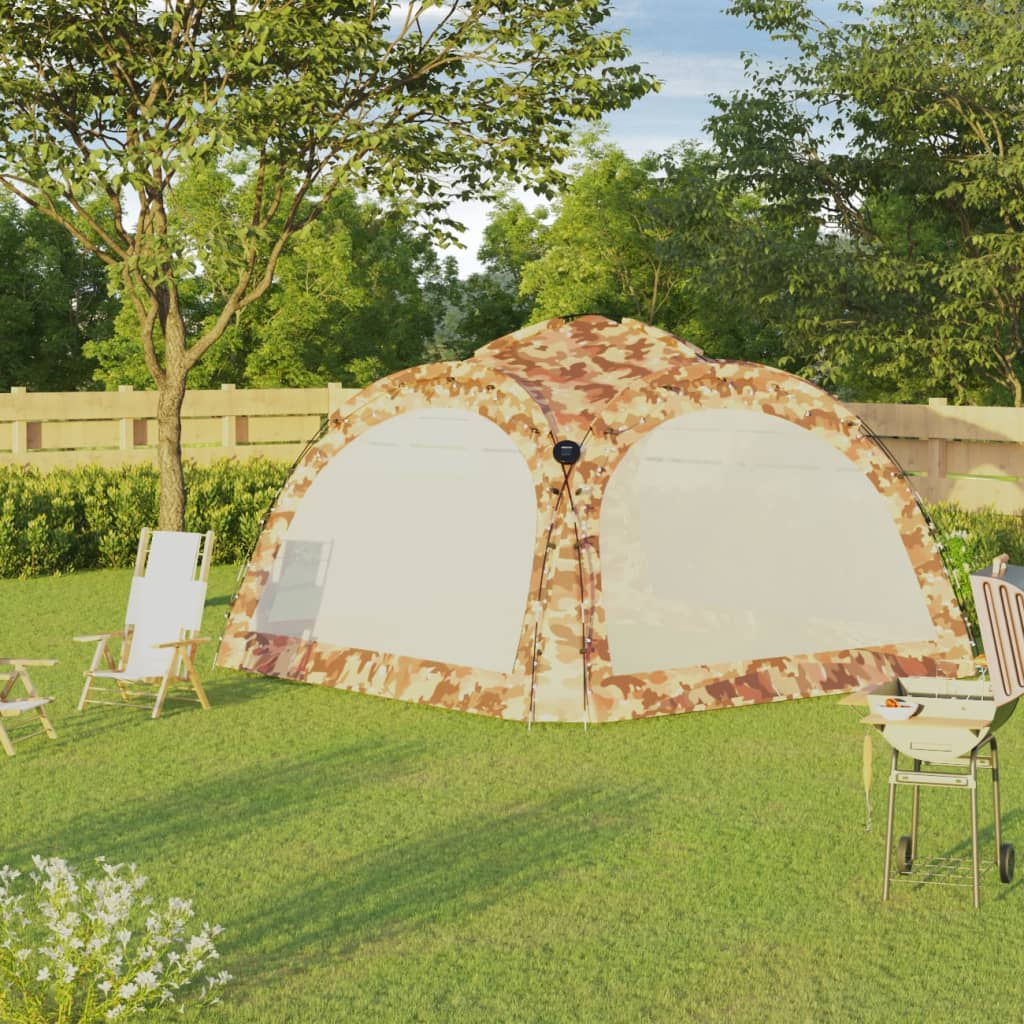 Vidaxl partytent met led en 4 zijwanden 3,6x3,6x2,3m camouflage