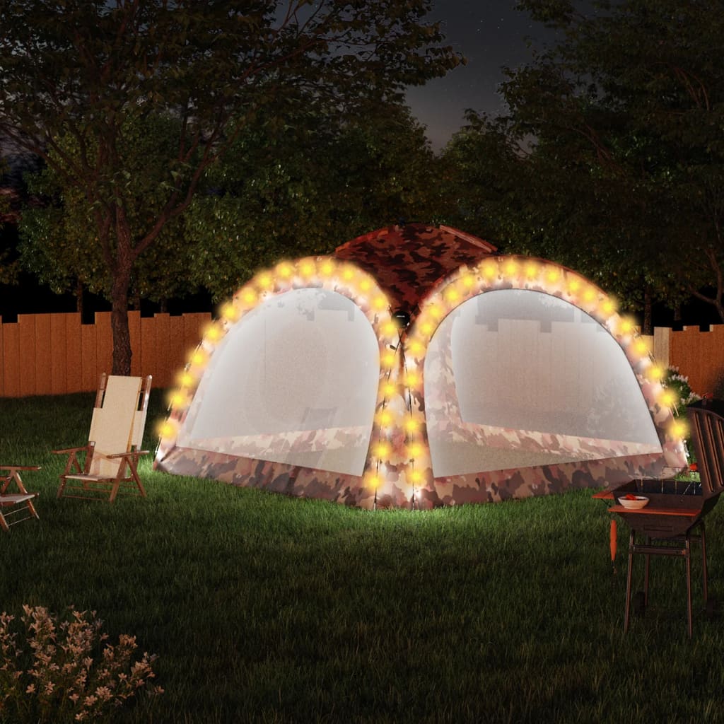 Vidaxl partytent met led en 4 zijwanden 3,6x3,6x2,3m camouflage