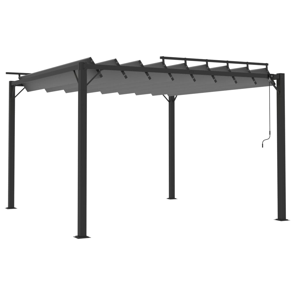VidaXL Prieel met lamellendak 3x3m stof en aluminium antracietkleurig