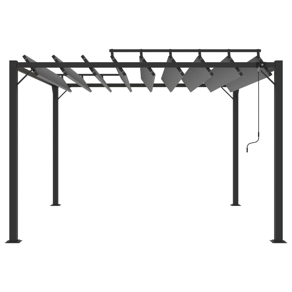 VidaXL Prieel met lamellendak 3x3m stof en aluminium antracietkleurig