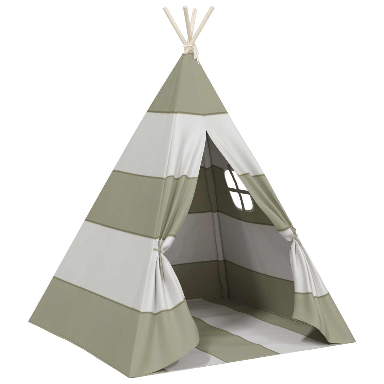 Vidaxl kindertent grijs en wit 120 x 120 x 150 cm massief grenenhout