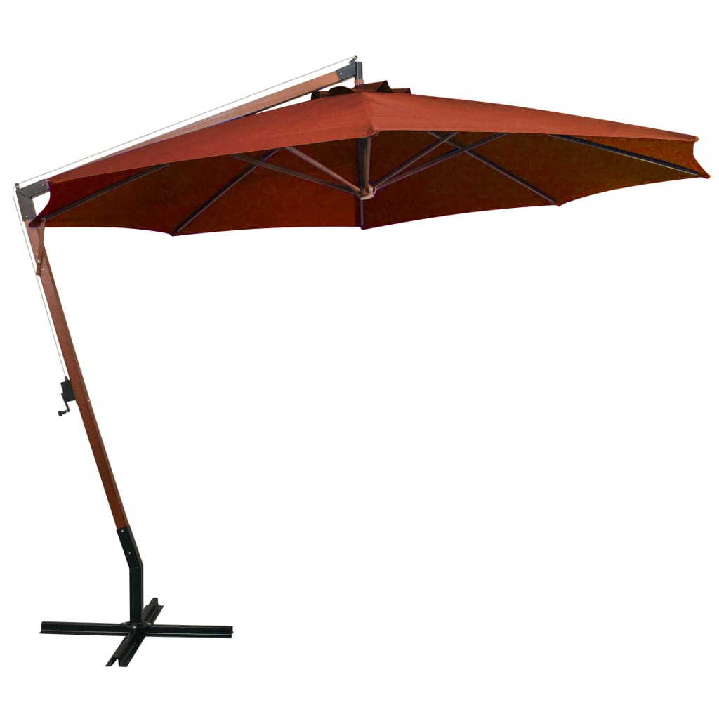 Vidaxl zweefparasol met paal 3,5x2,9 m massief vuurhout terracotta