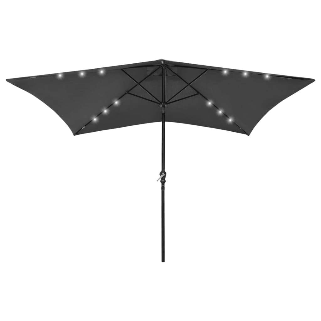 Vidaxl parasol met led's en stalen paal 2x3m antracietkleurig